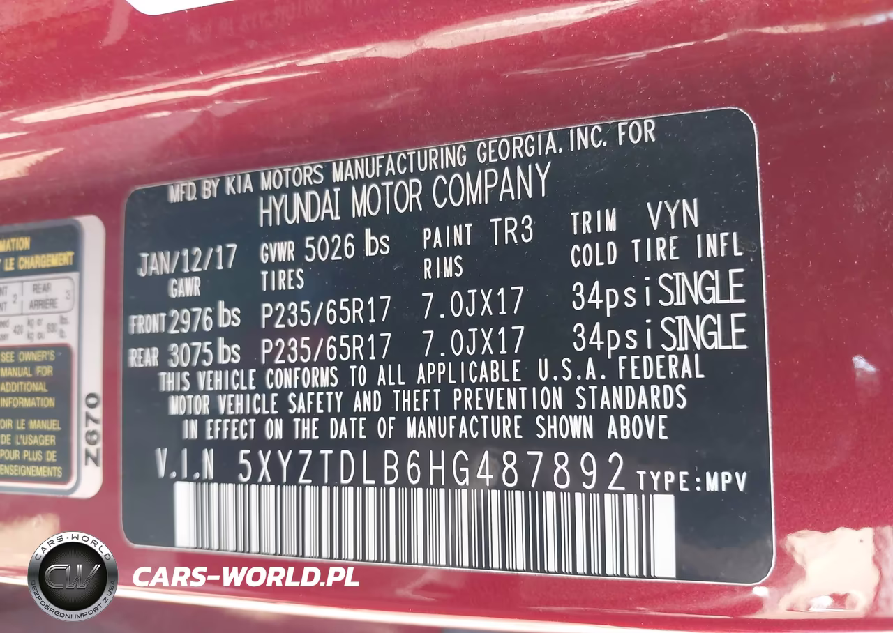 2017 Hyundai Santa Fe Sport 2.4L VIN:5XYZTDLB6HG487892 - 9