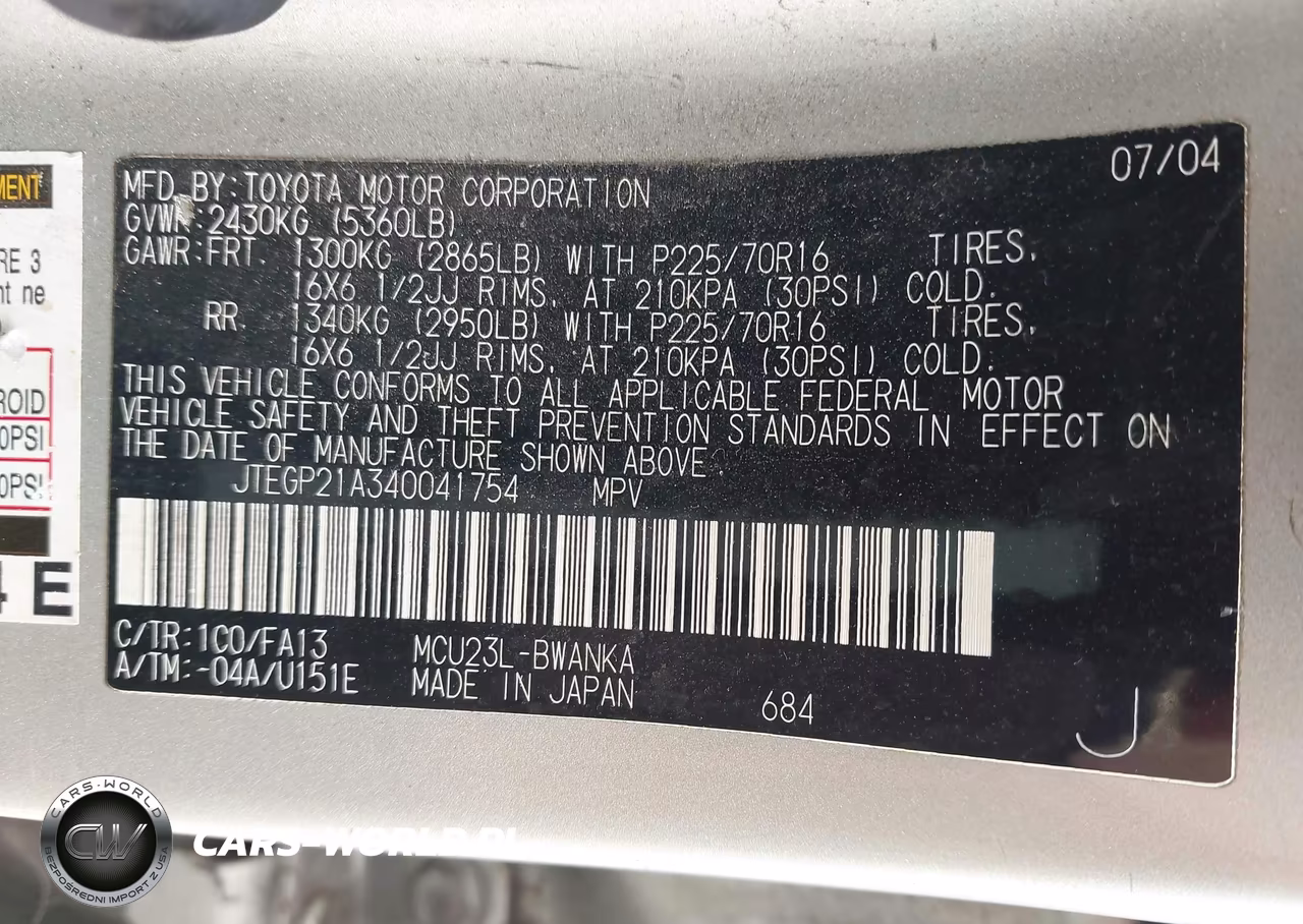 2004 Toyota Highlander V6 VIN:JTEGP21A340041754 - 9