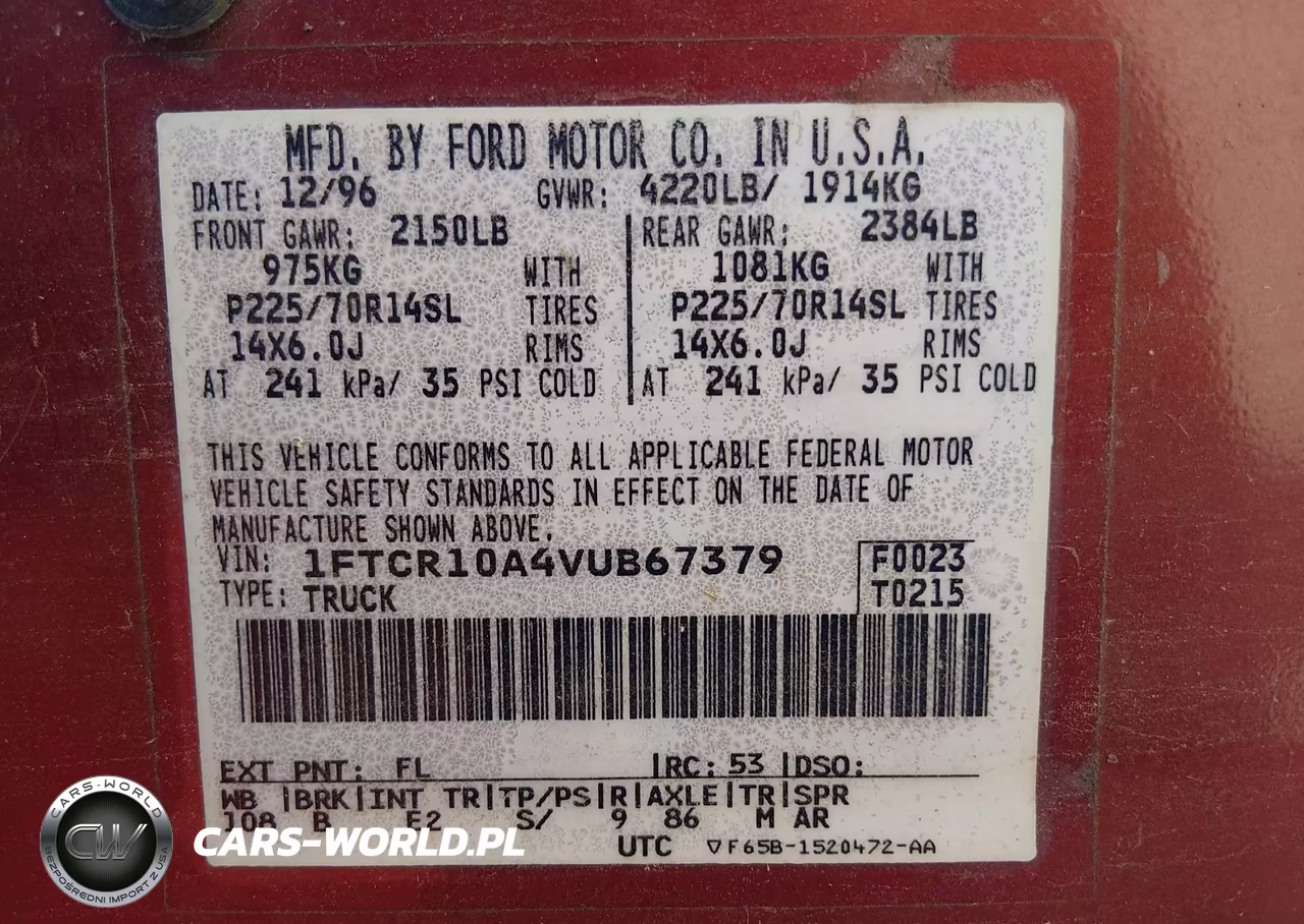 1997 Ford Ranger Splash-Xlt VIN:1FTCR10A4VUB67379 - 9