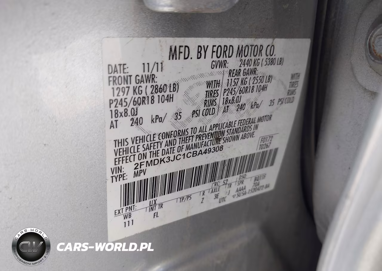2012 Ford Edge Sel VIN:2FMDK3JC1CBA49308 - 9