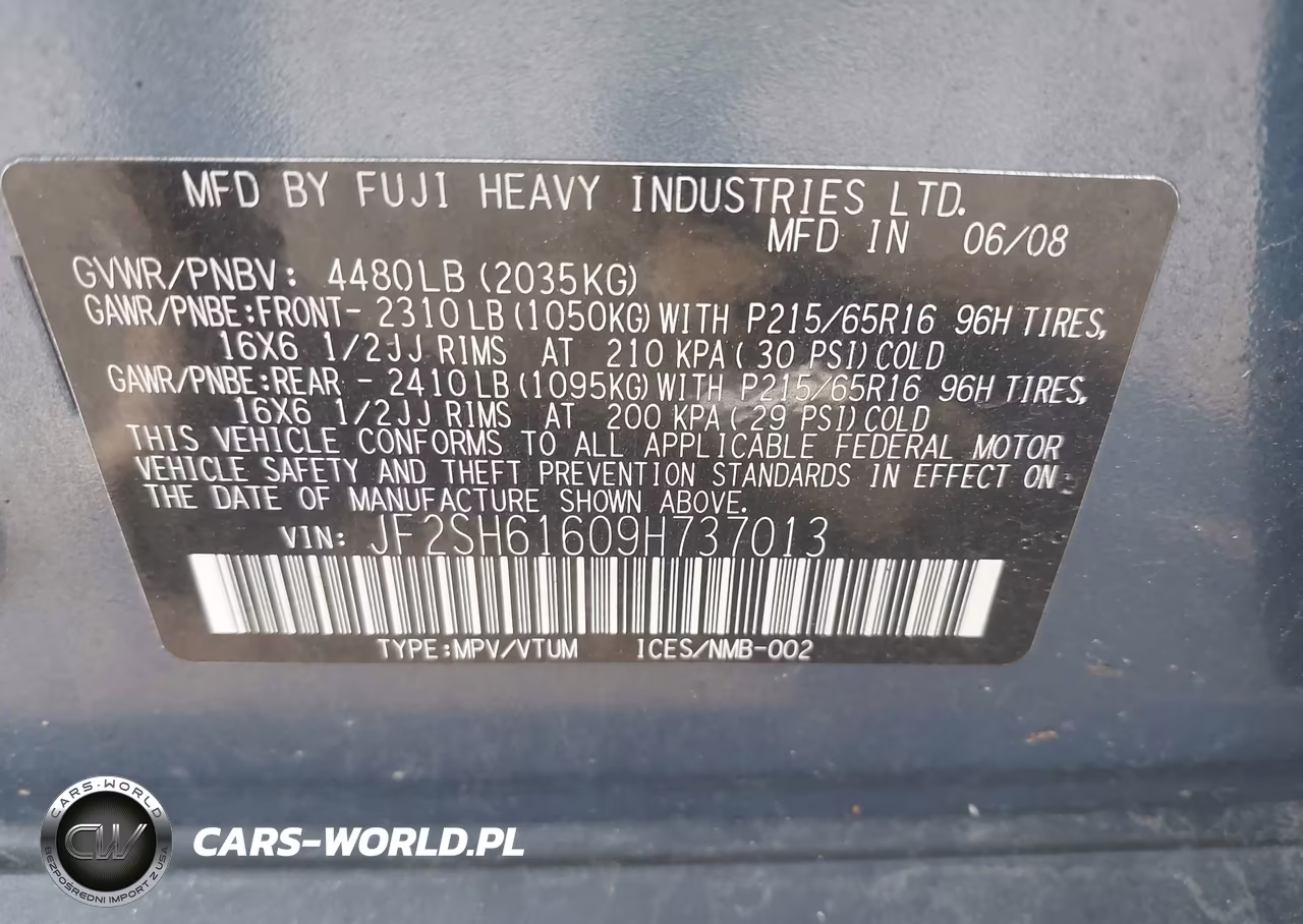 2009 Subaru Forester 2.5X VIN:JF2SH61609H737013 - 9