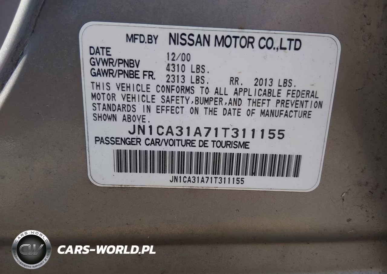 2001 Nissan Maxima Gle VIN:JN1CA31A71T311155 - 9