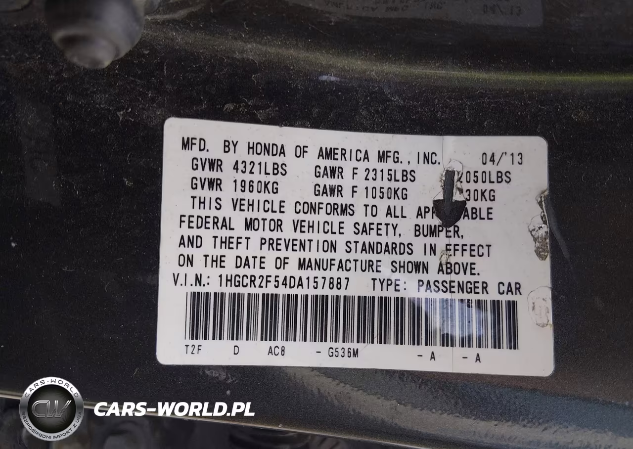 2013 Honda Accord Sport VIN:1HGCR2F54DA157887 - 9