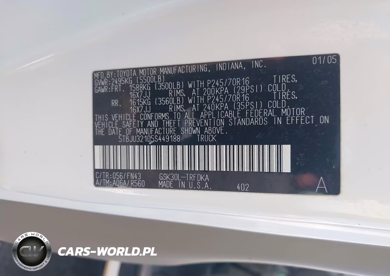 2005 Toyota Tundra VIN:5TBJU32105S449188 - 9
