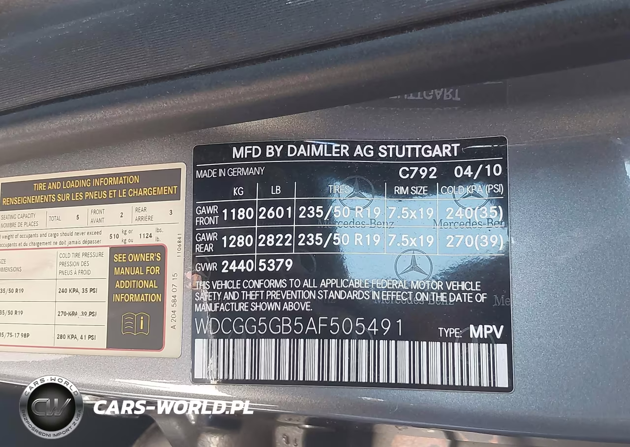 2010 Mercedes-Benz Glk 350 VIN:WDCGG5GB5AF505491 - 9
