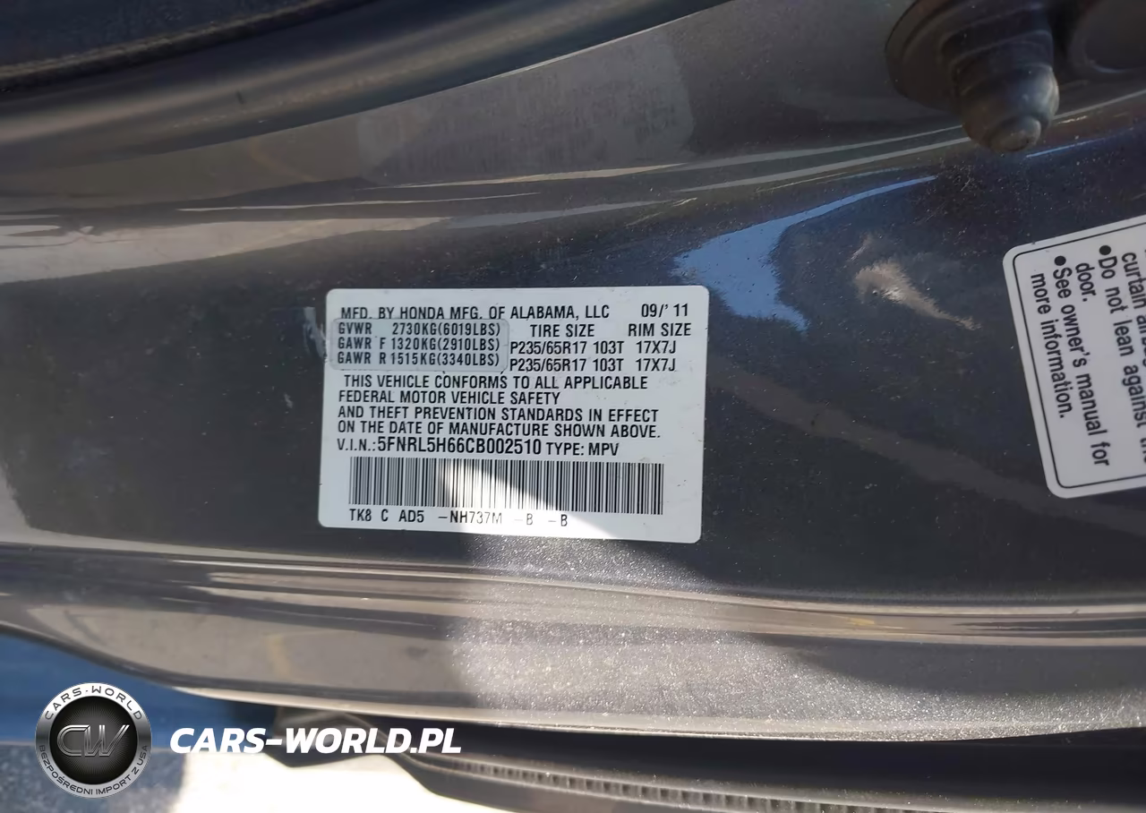 2012 Honda Odyssey Ex-L VIN:5FNRL5H66CB002510 - 9