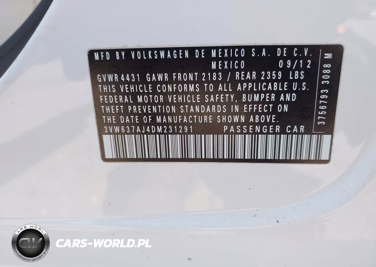 2013 Volkswagen Jetta Hybrid Sel VIN:3VW637AJ4DM231291 - 9