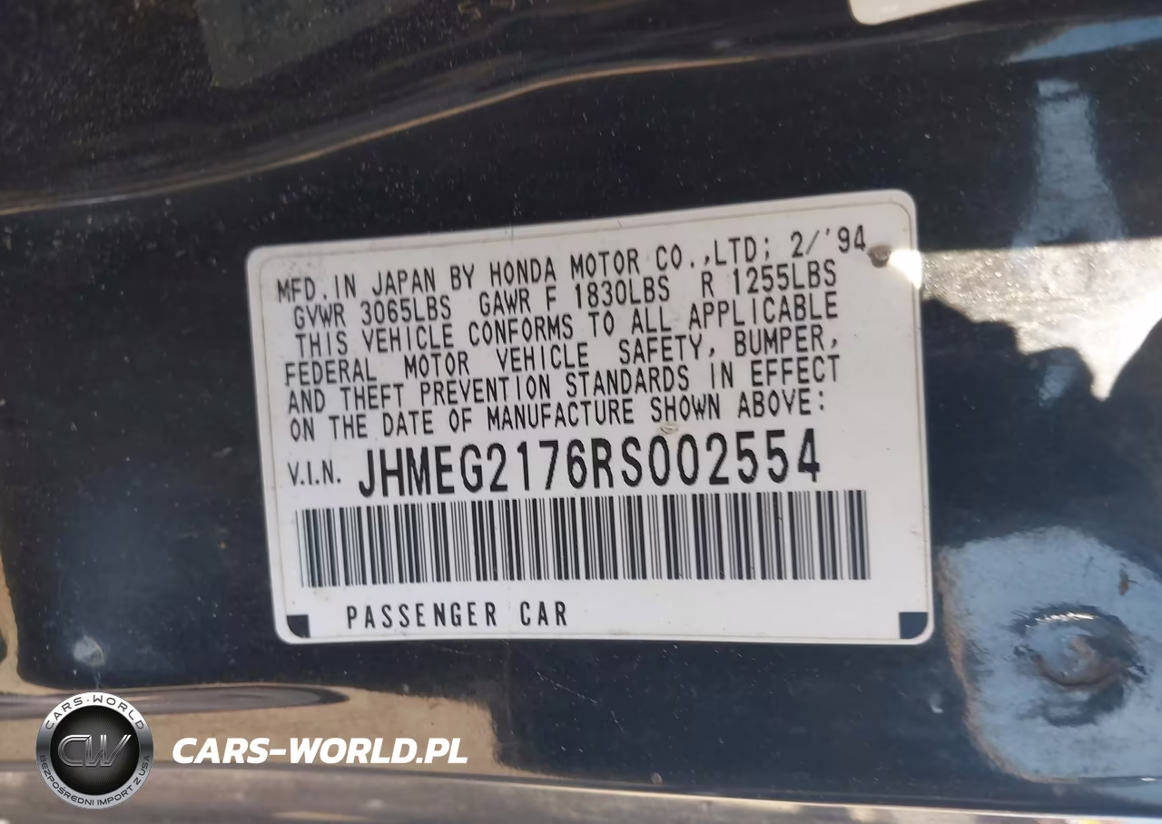 1994 Honda Civic Del Sol VIN:JHMEG2176RS002554 - 9