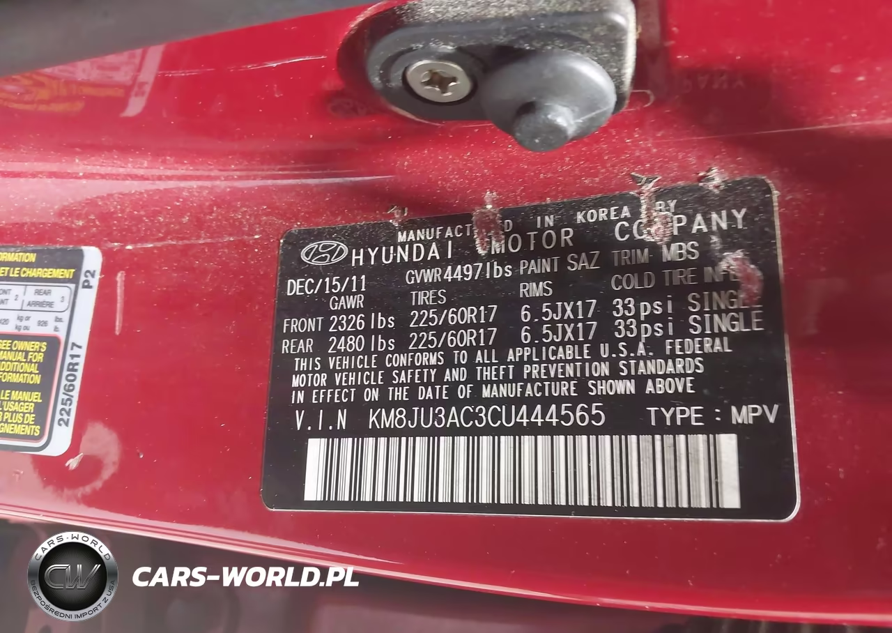 2012 Hyundai Tucson Gls VIN:KM8JU3AC3CU444565 - 9