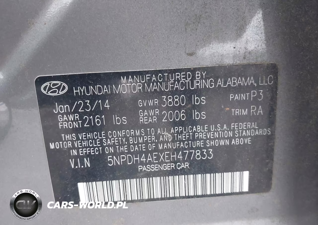 2014 Hyundai Elantra Se VIN:5NPDH4AEXEH477833 - 9