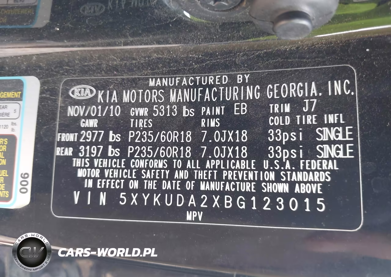 2011 Kia Sorento Ex V6 VIN:5XYKUDA2XBG123015 - 9