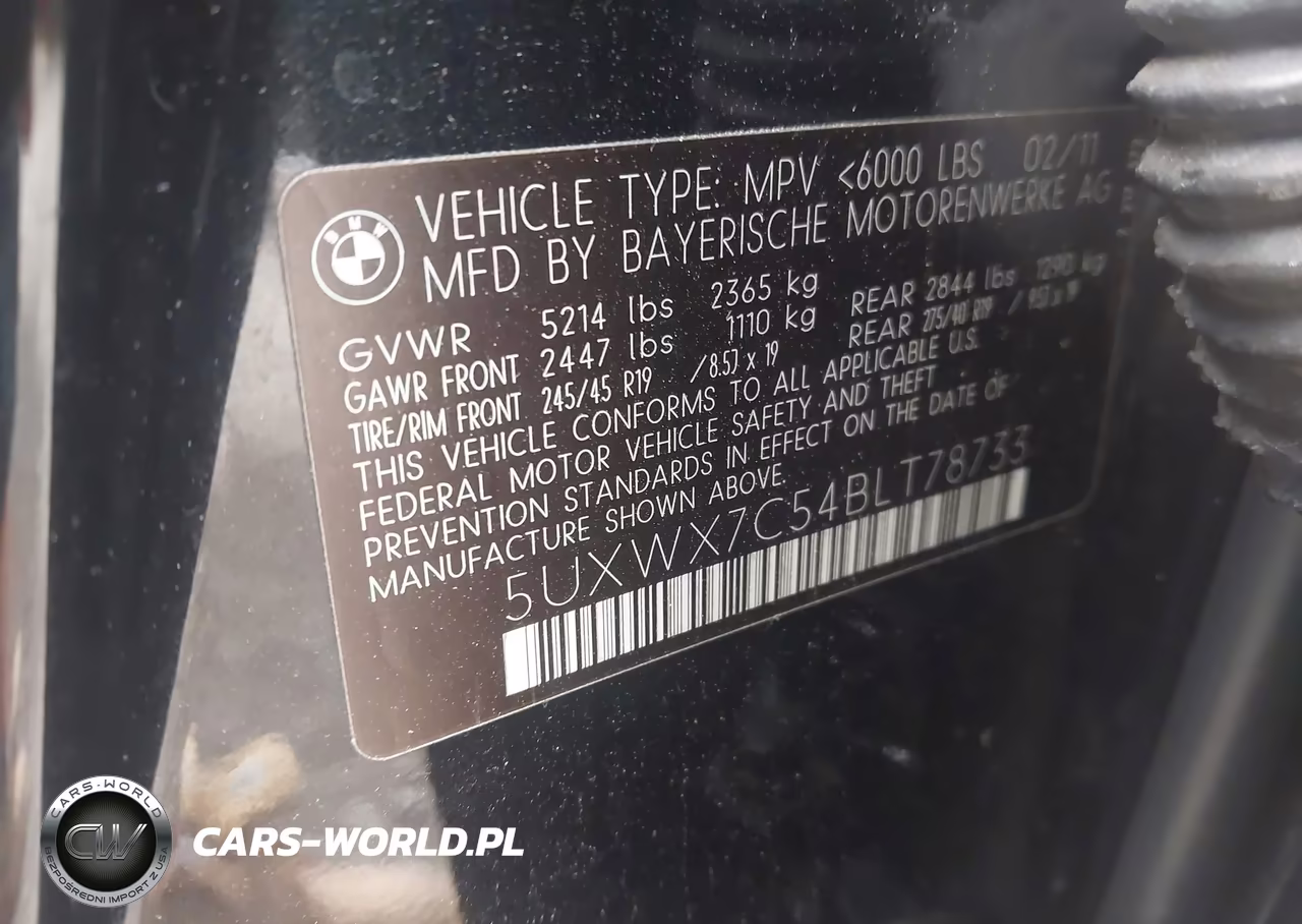 2011 BMW X3 xDrive35I VIN:5UXWX7C54BLT78733 - 9