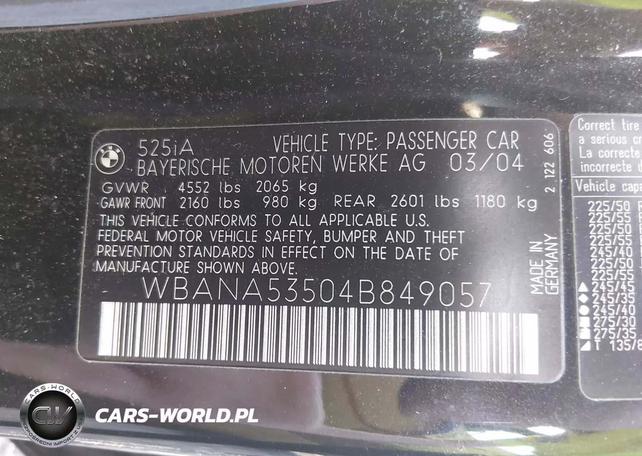 2004 BMW 525I VIN:WBANA53504B849057 - 9