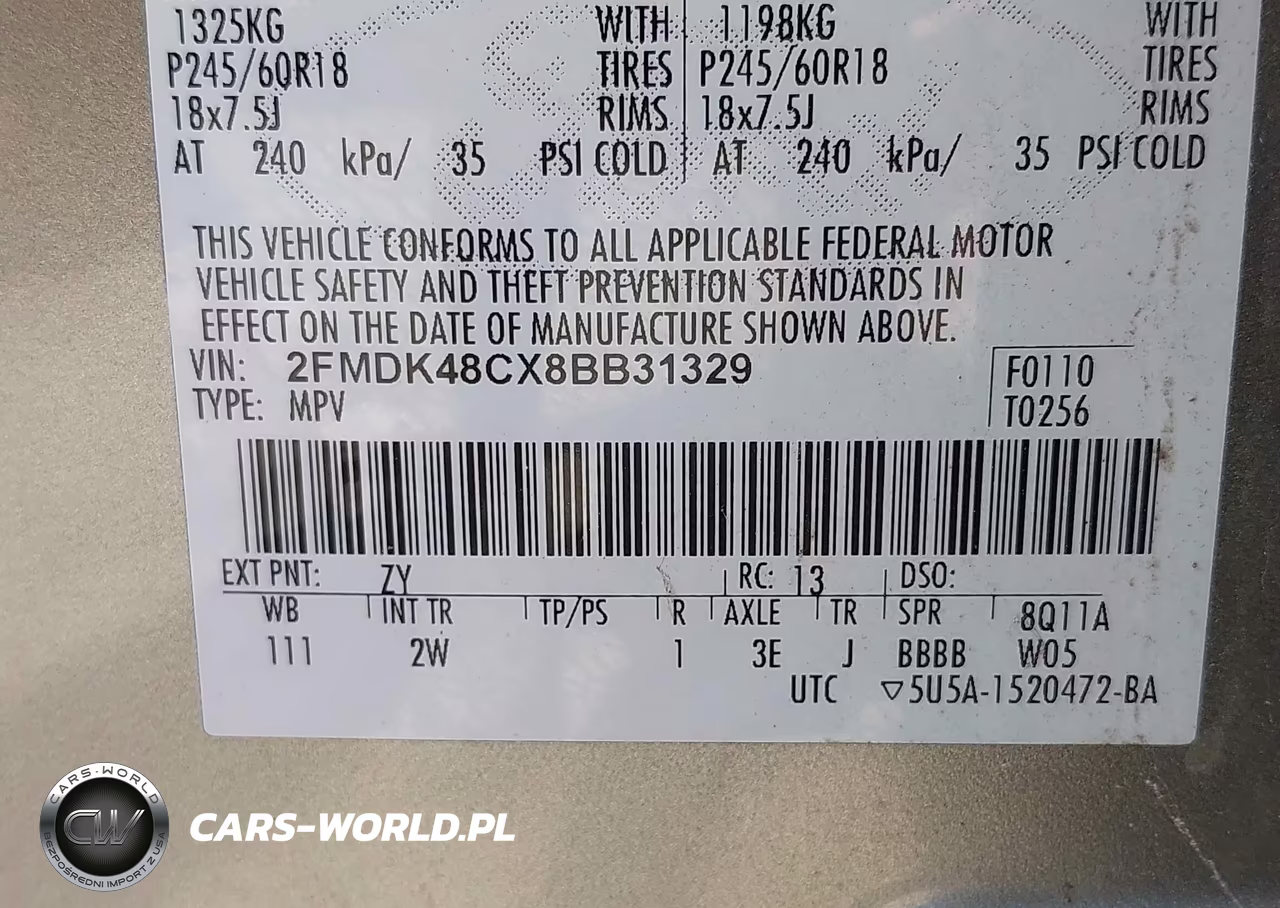 2008 Ford Edge Sel VIN:2FMDK48CX8BB31329 - 9