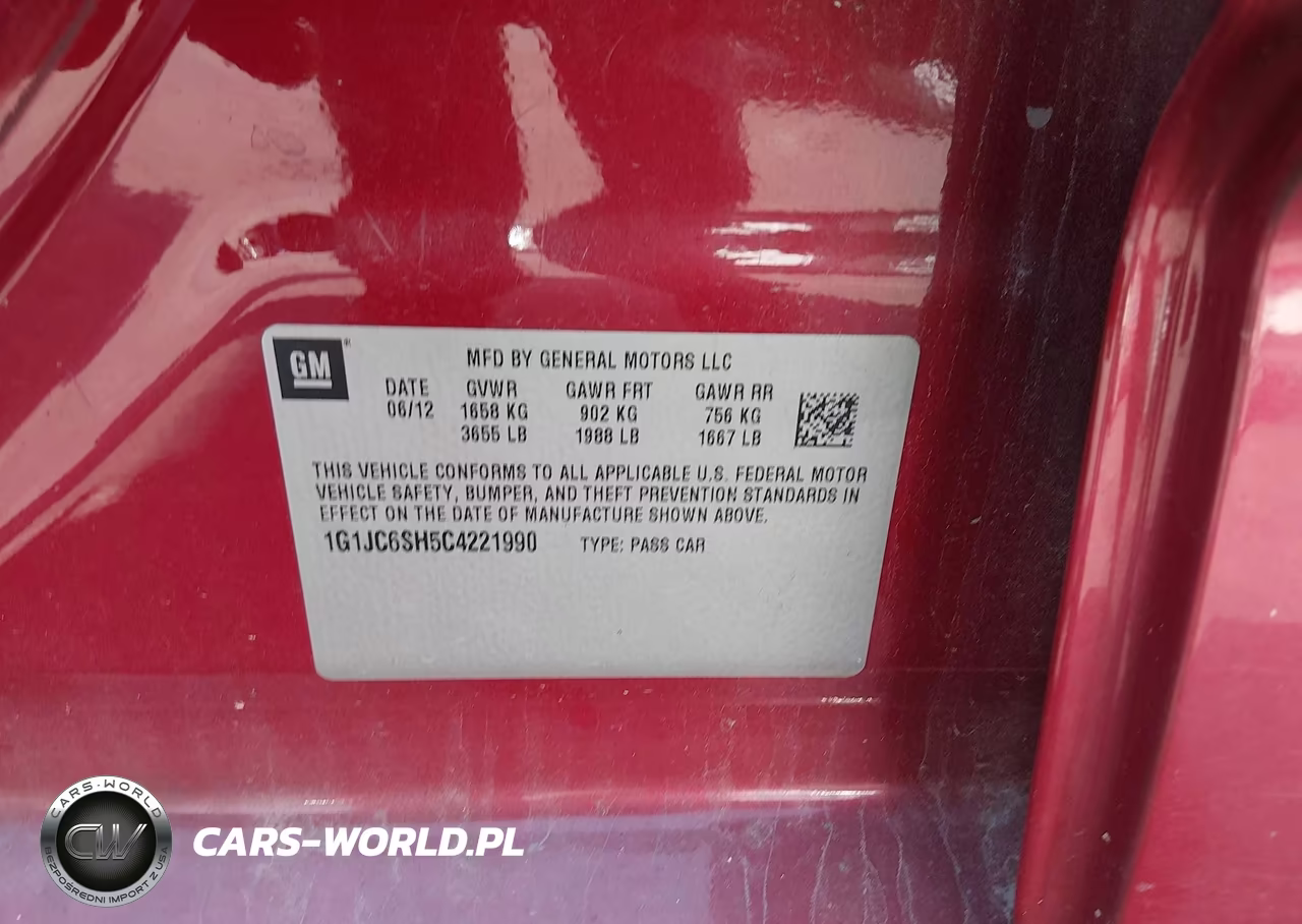 2012 Chevrolet Sonic 2Lt VIN:1G1JC6SH5C4221990 - 9
