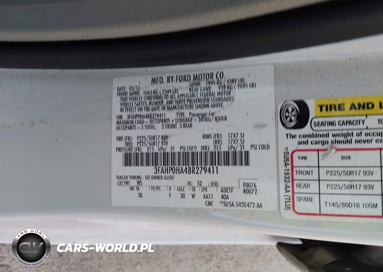 2011 Ford Fusion Se VIN:3FAHP0HA4BR279411 - 9