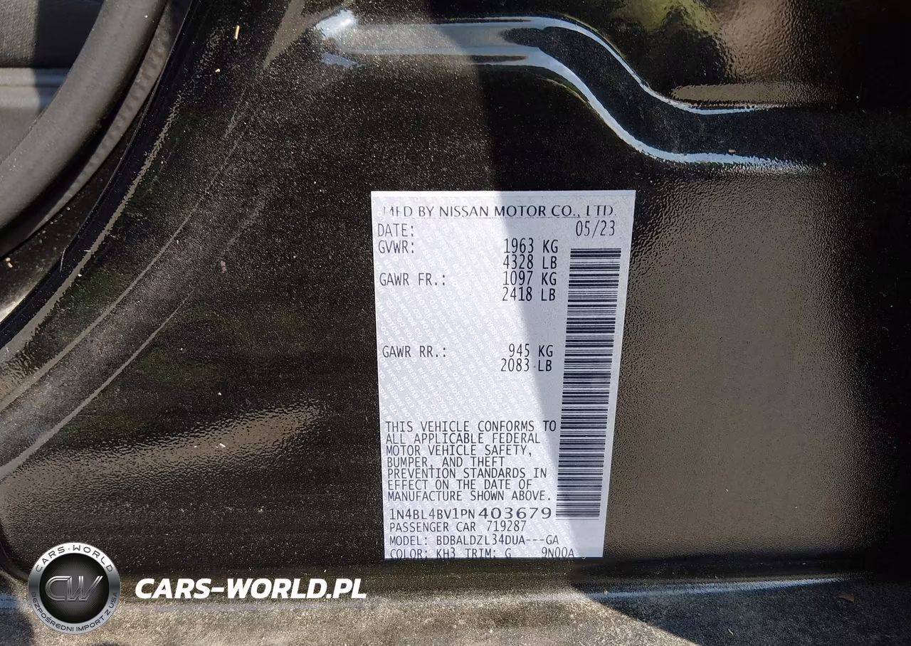 2023 Nissan Altima S Fwd VIN:1N4BL4BV1PN403679 - 9