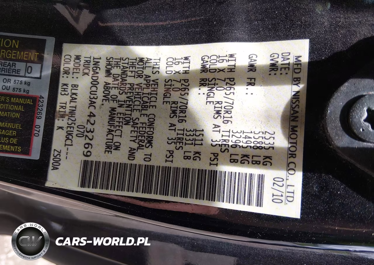 2010 Nissan Frontier Se VIN:1N6AD0CU3AC423269 - 9