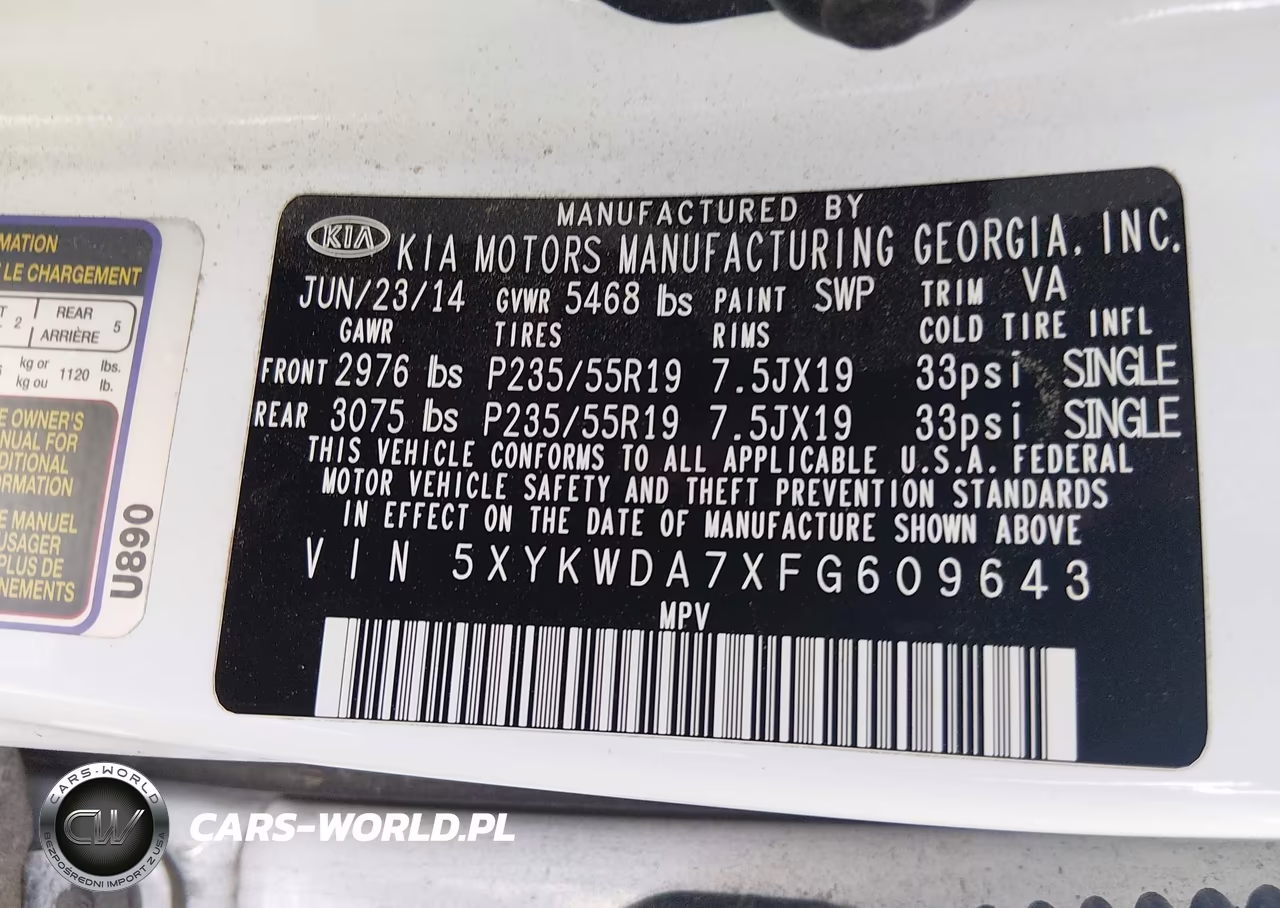 2015 Kia Sorento Limited V6 VIN:5XYKWDA7XFG609643 - 9