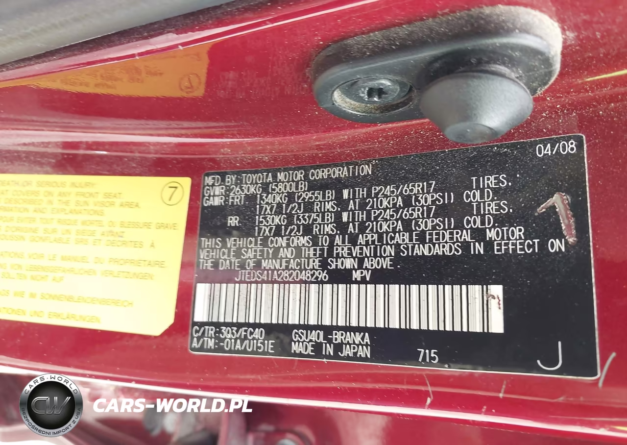 2008 Toyota Highlander VIN:JTEDS41A282048296 - 9