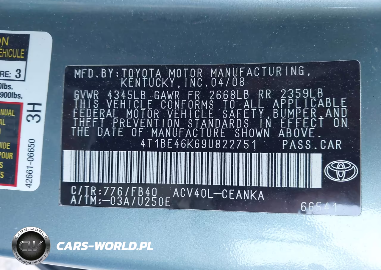 2009 Toyota Camry Le VIN:4T1BE46K69U822751 - 9