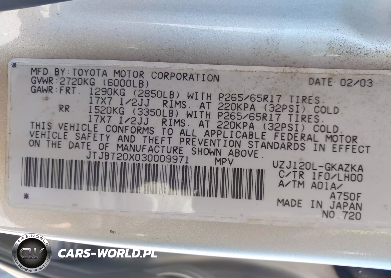 2003 Lexus Gx 470 VIN:JTJBT20X030009971 - 9