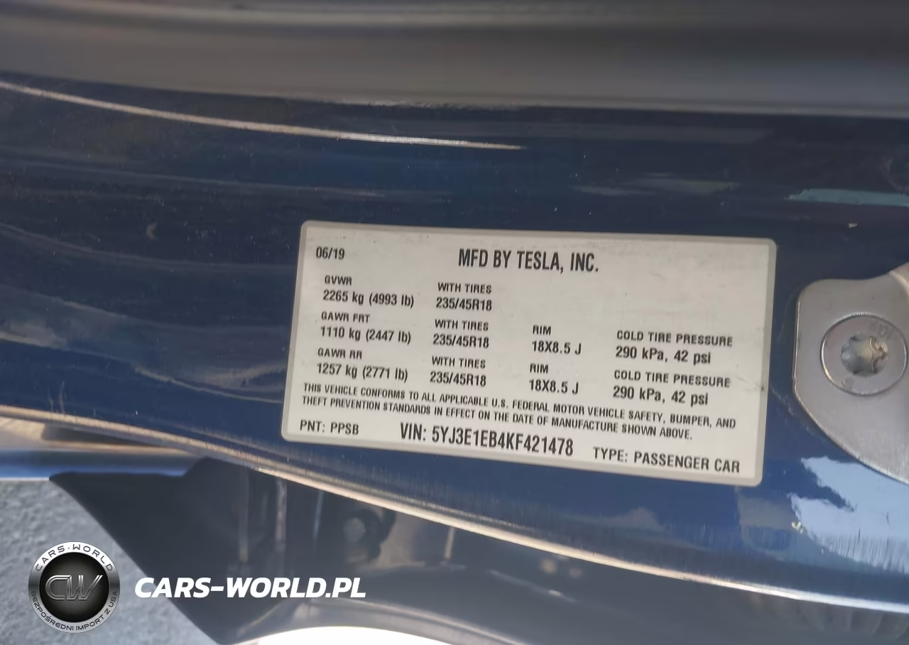 2019 Tesla Model 3 Long Range-Performance VIN:5YJ3E1EB4KF421478 - 9