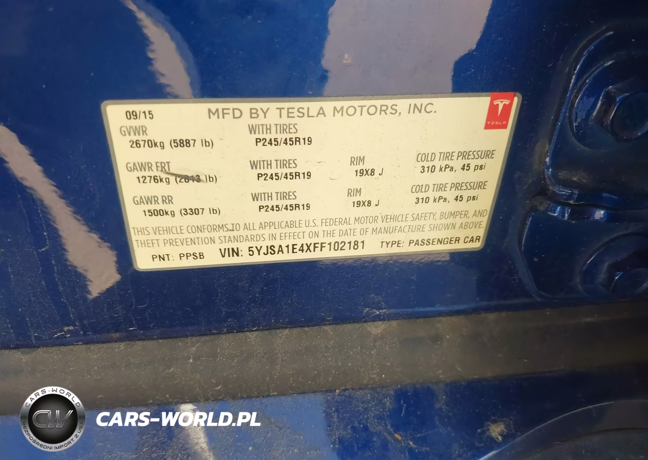 2015 Tesla Model S 85D-P85D VIN:5YJSA1E4XFF102181 - 9