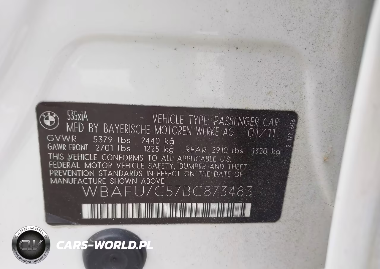 2011 BMW 535I xDrive VIN:WBAFU7C57BC873483 - 9