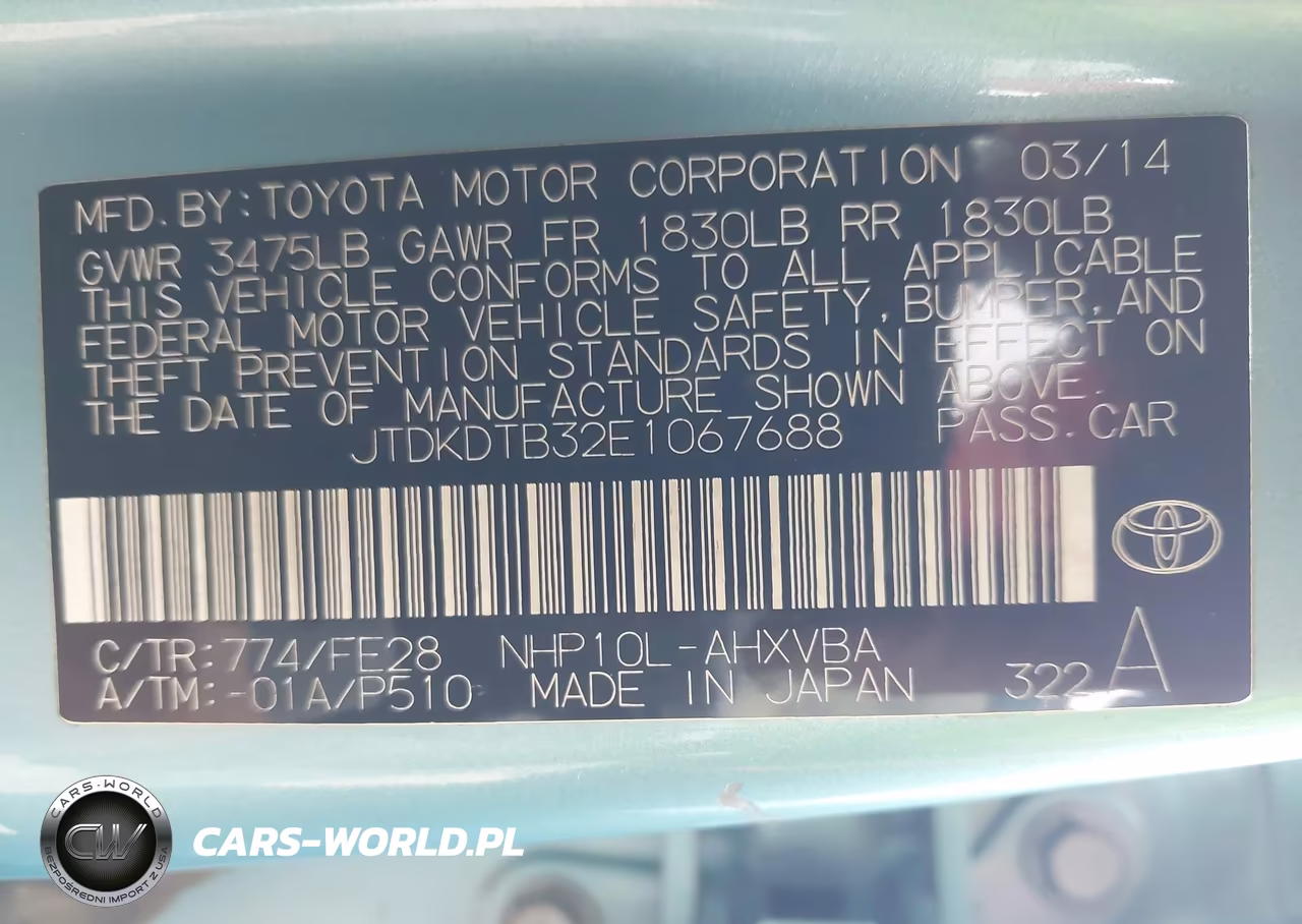 2014 Toyota Prius C One VIN:JTDKDTB32E1067688 - 9