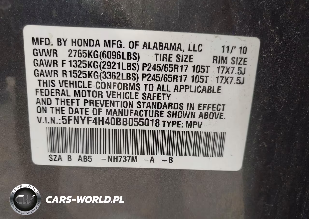 2011 Honda Pilot Ex VIN:5FNYF4H40BB055018 - 9