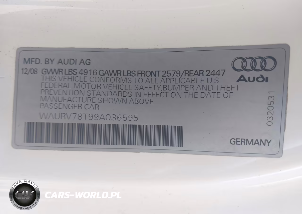 2009 Audi S5 4.2L VIN:WAURV78T99A036595 - 9