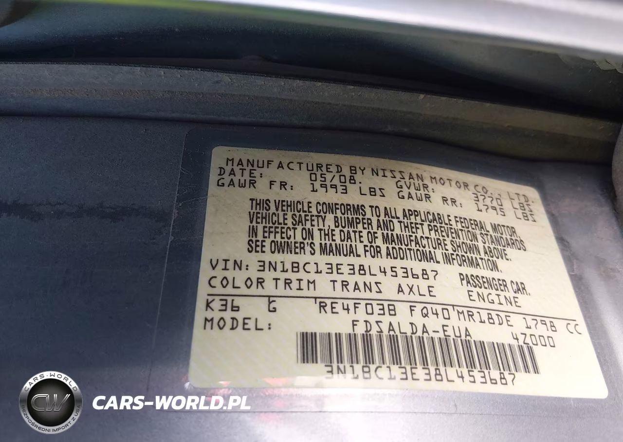 2008 Nissan Versa 1.8 S VIN:3N1BC13E38L453687 - 9