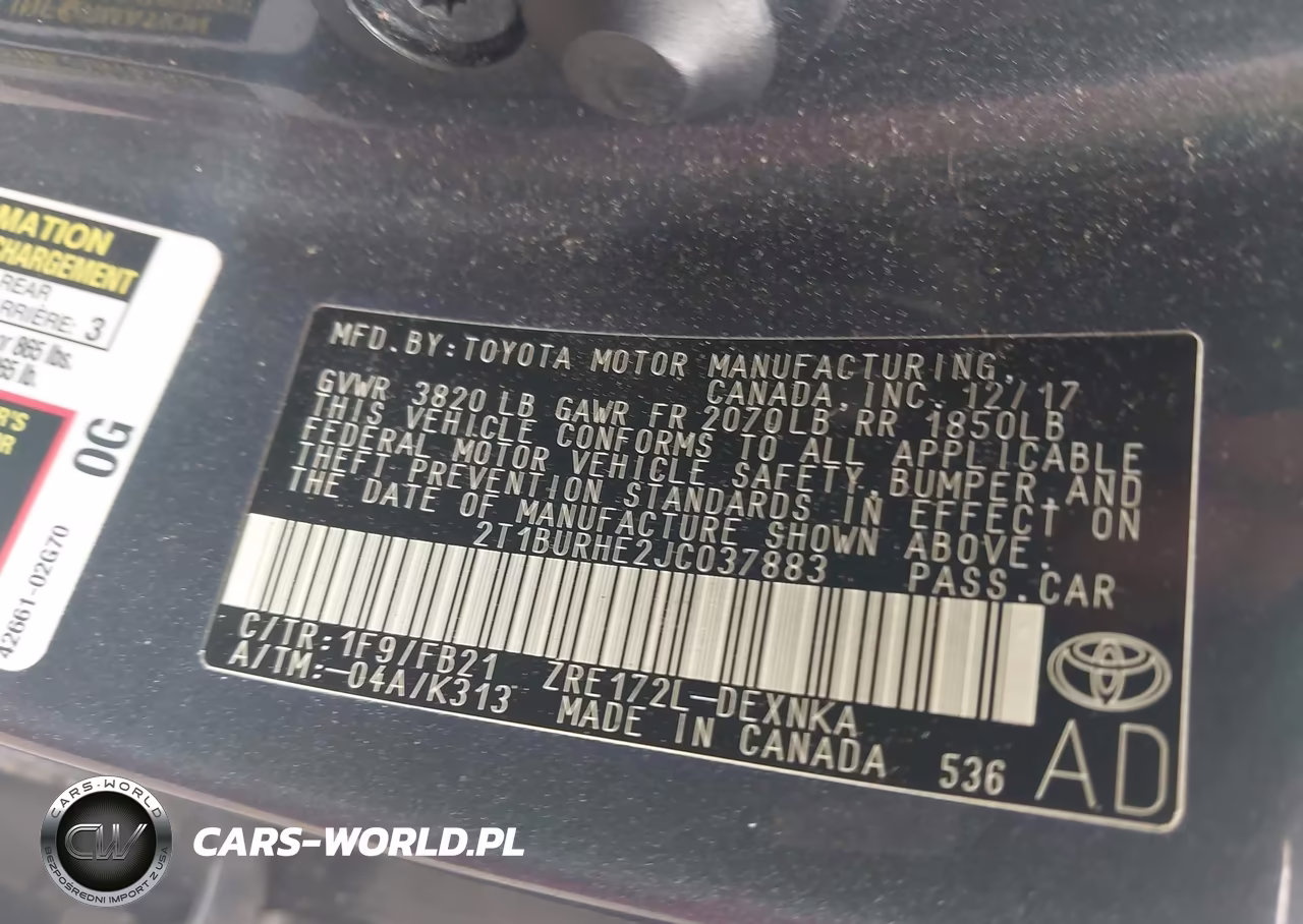 2018 Toyota Corolla Le VIN:2T1BURHE2JC037883 - 9