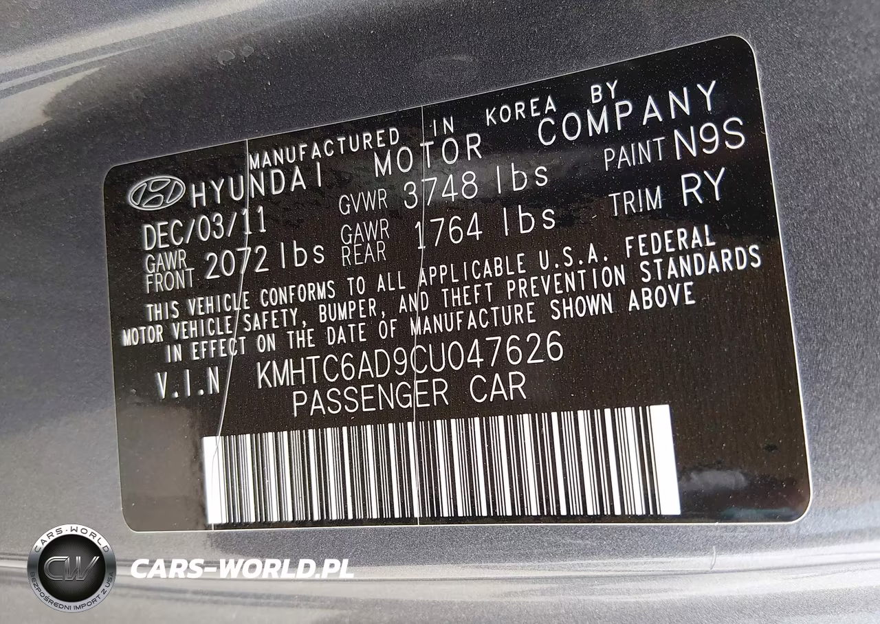 2012 Hyundai Veloster Base W-Black VIN:KMHTC6AD9CU047626 - 9