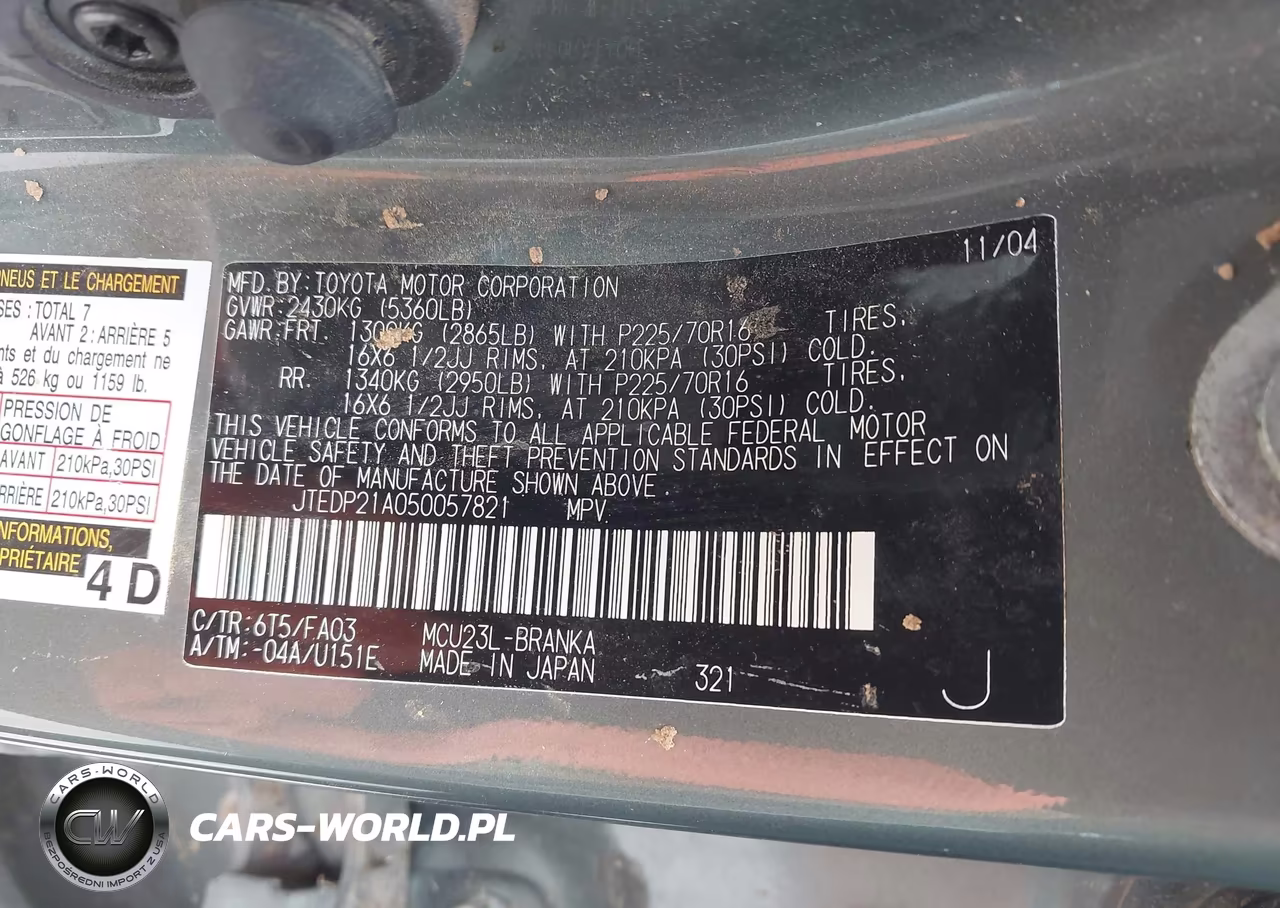 2005 Toyota Highlander V6 VIN:JTEDP21A050057821 - 9