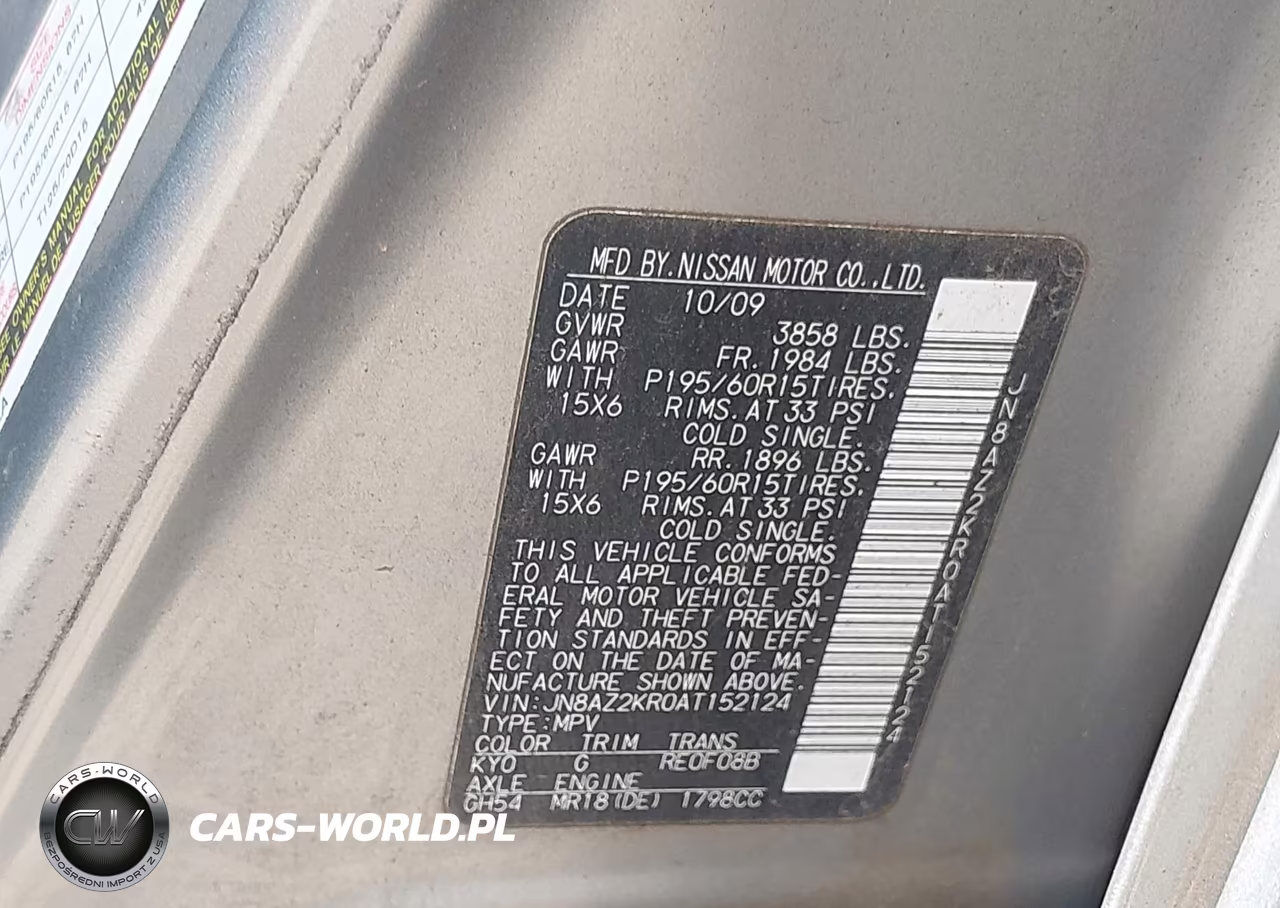 2010 Nissan Cube 1.8S VIN:JN8AZ2KR0AT152124 - 9