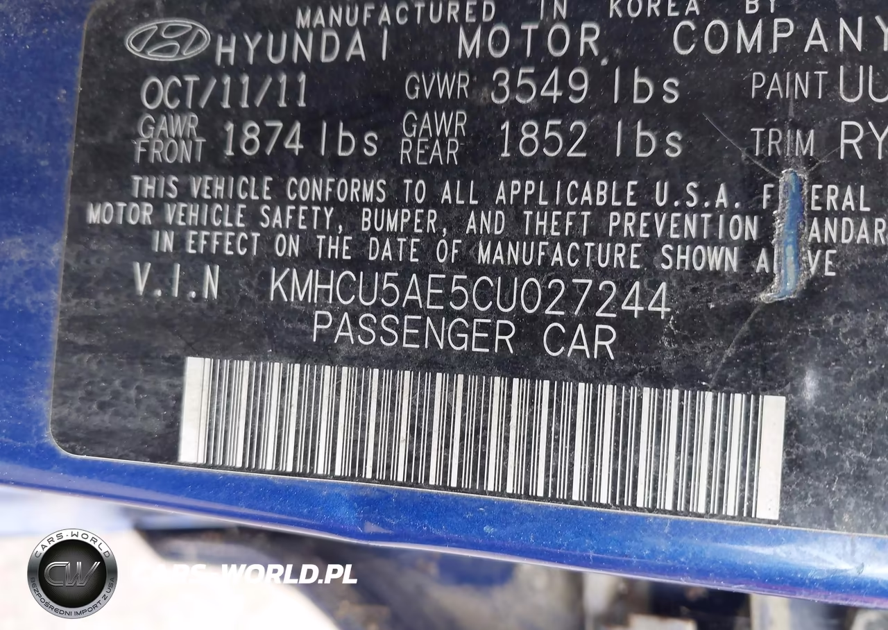 2012 Hyundai Accent Se VIN:KMHCU5AE5CU027244 - 9
