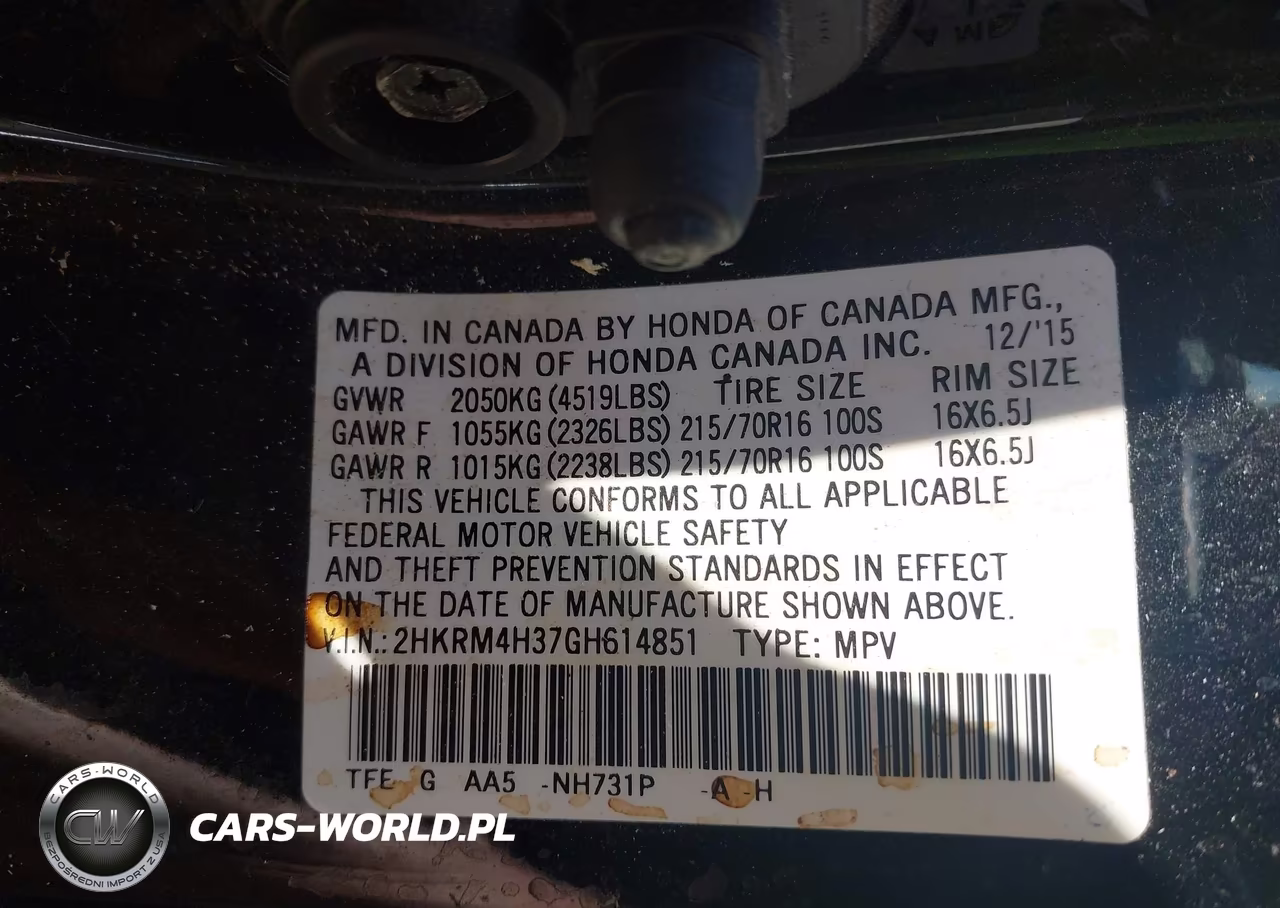 2016 Honda Cr-V Lx VIN:2HKRM4H37GH614851 - 9