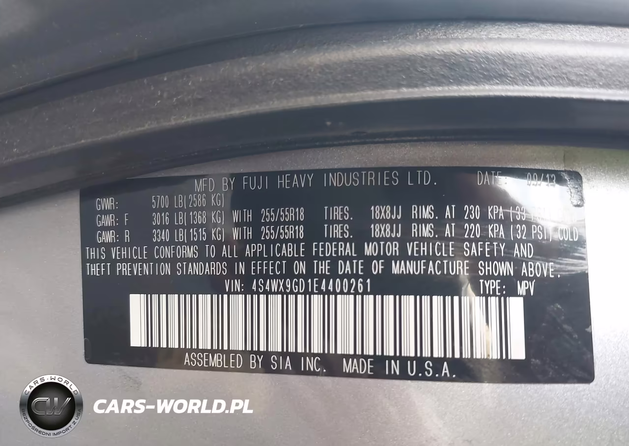 2014 Subaru Tribeca 3.6R Limited VIN:4S4WX9GD1E4400261 - 9