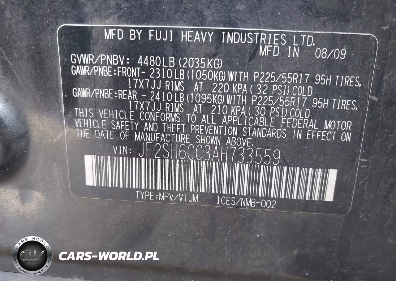 2010 Subaru Forester 2.5X Premium VIN:JF2SH6CC3AH733559 - 9