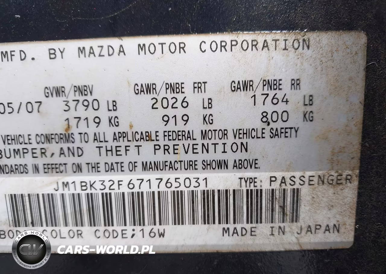 2007 Mazda Mazda3 I VIN:JM1BK32F671765031 - 9