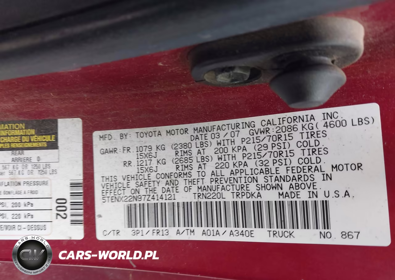 2007 Toyota Tacoma VIN:5TENX22N97Z414121 - 9