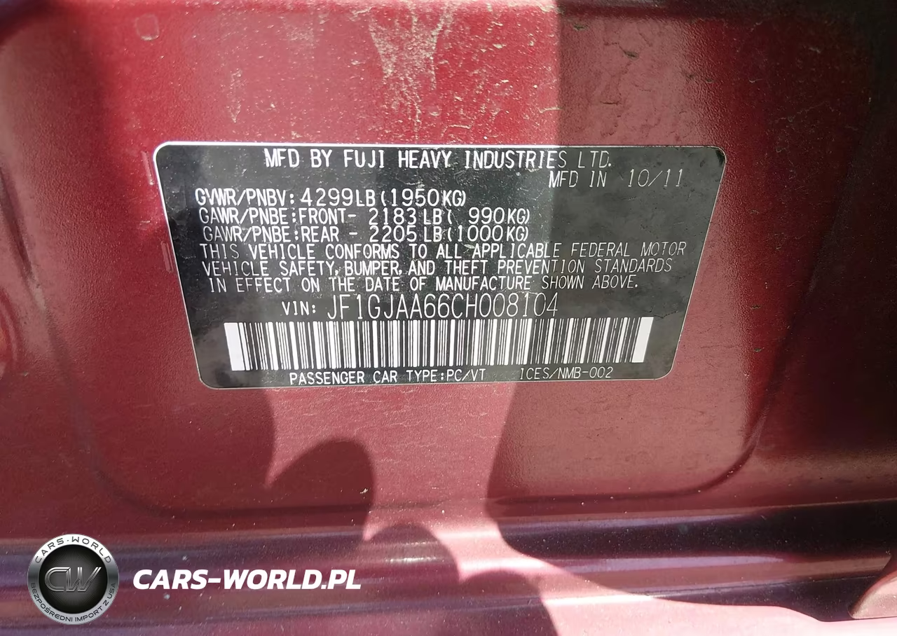 2012 Subaru Impreza 2.0I VIN:JF1GJAA66CH008104 - 9