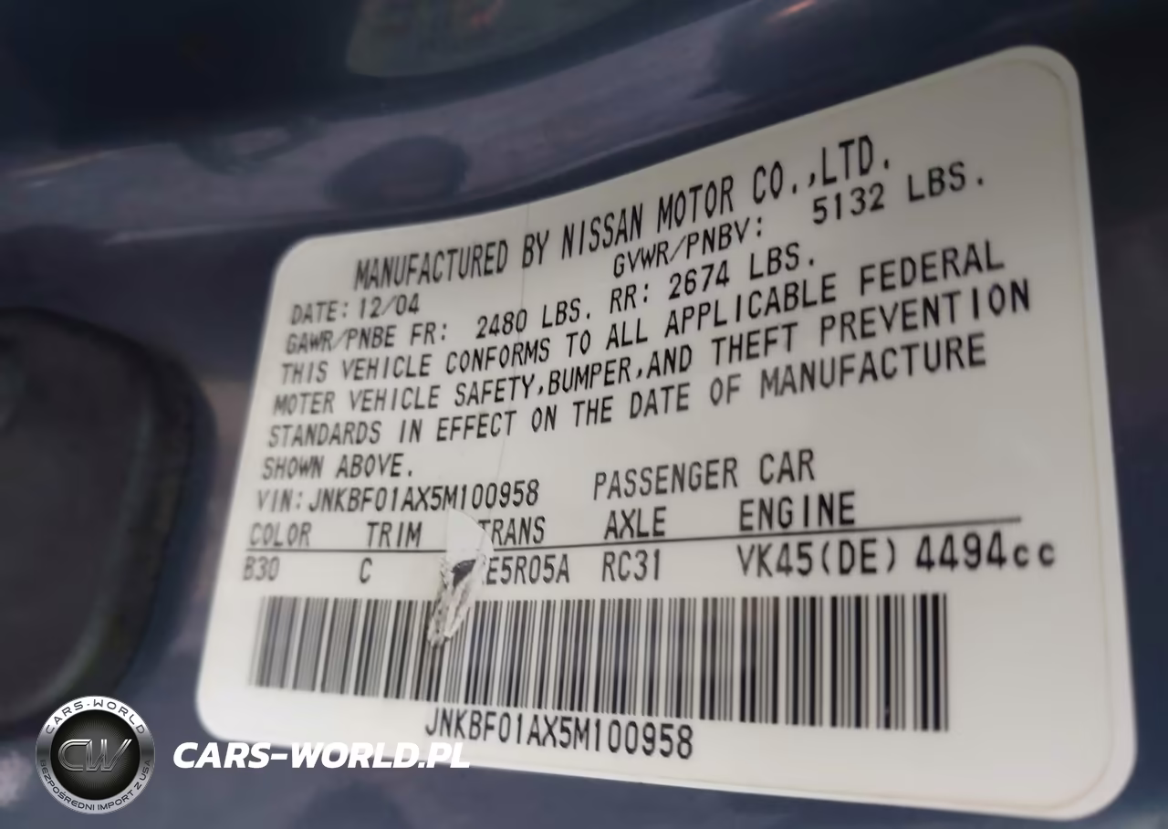 2005 Infiniti Q45 VIN:JNKBF01AX5M100958 - 9