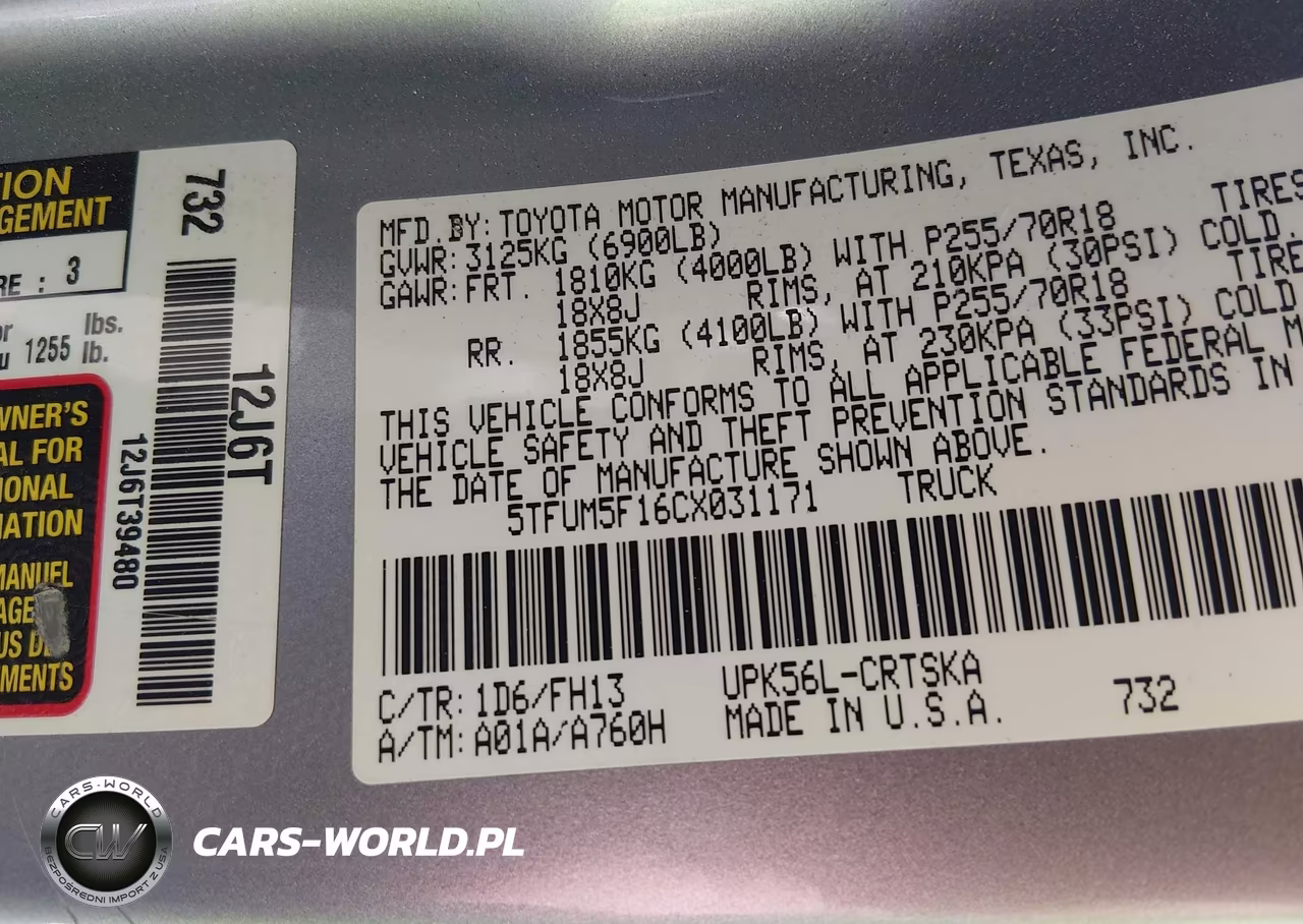 2012 Toyota Tundra Grade 4.6L V8 VIN:5TFUM5F16CX031171 - 9