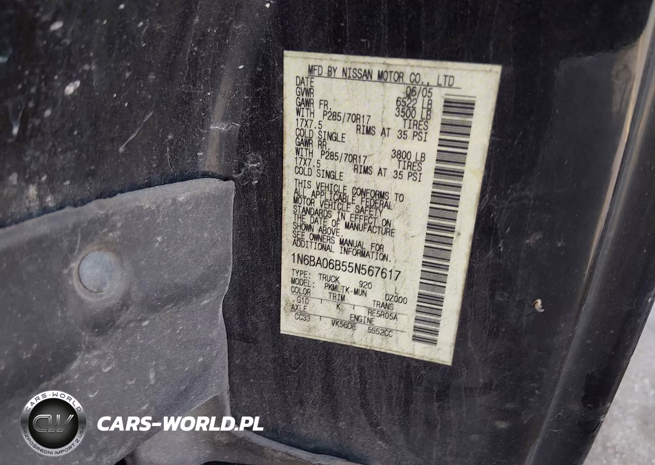 2005 Nissan Titan Se VIN:1N6BA06B55N567617 - 9