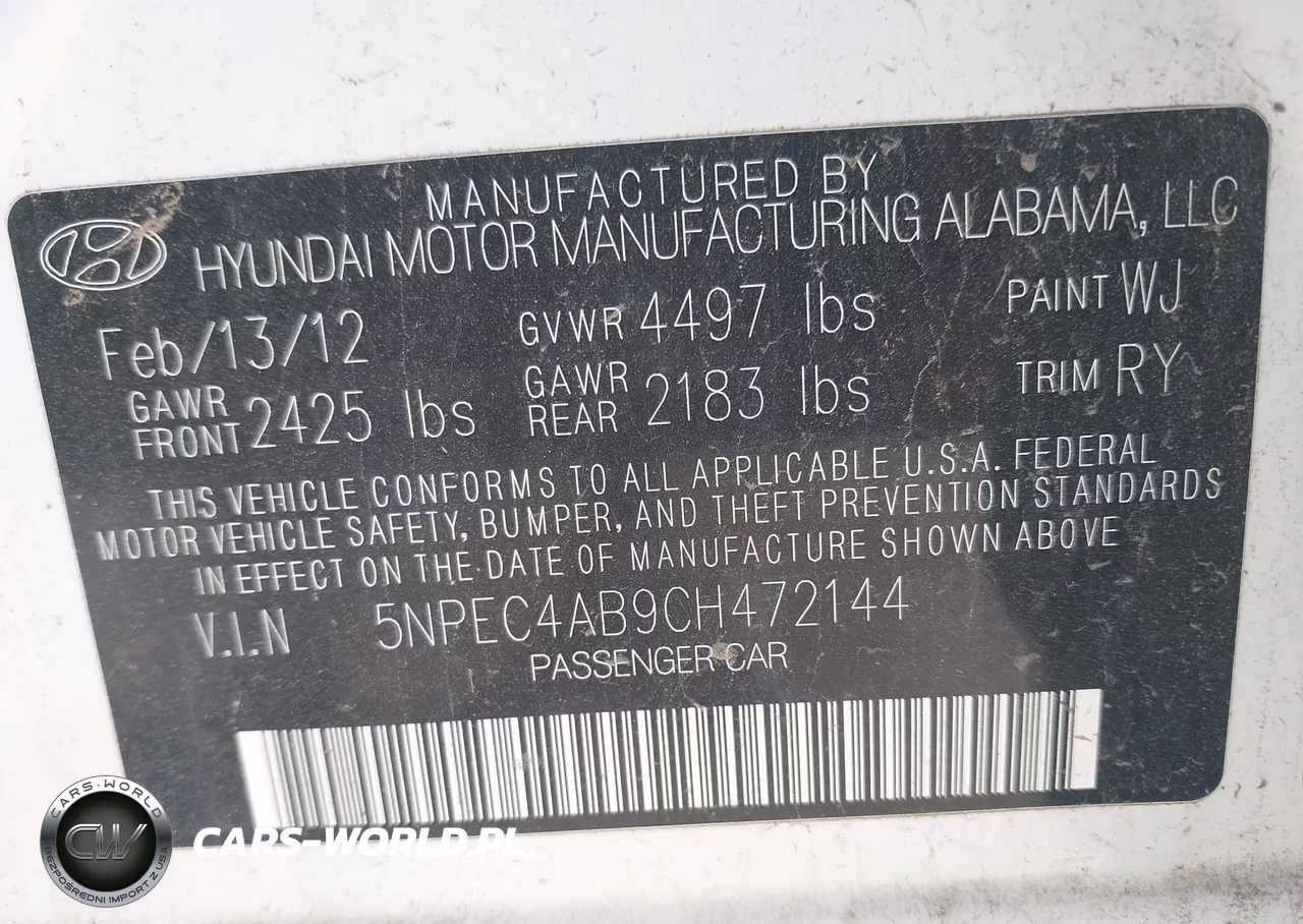 2012 Hyundai Sonata Se 2.0T VIN:5NPEC4AB9CH472144 - 9