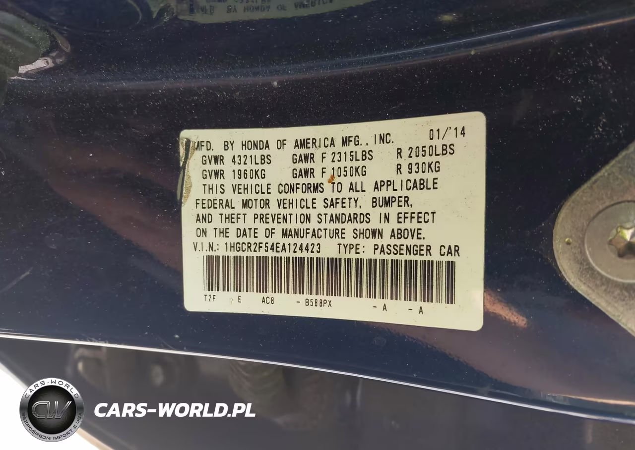 2014 Honda Accord Sport VIN:1HGCR2F54EA124423 - 9