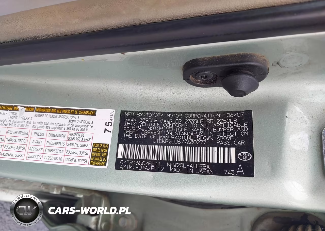 2007 Toyota Prius VIN:JTDKB20U677680277 - 9